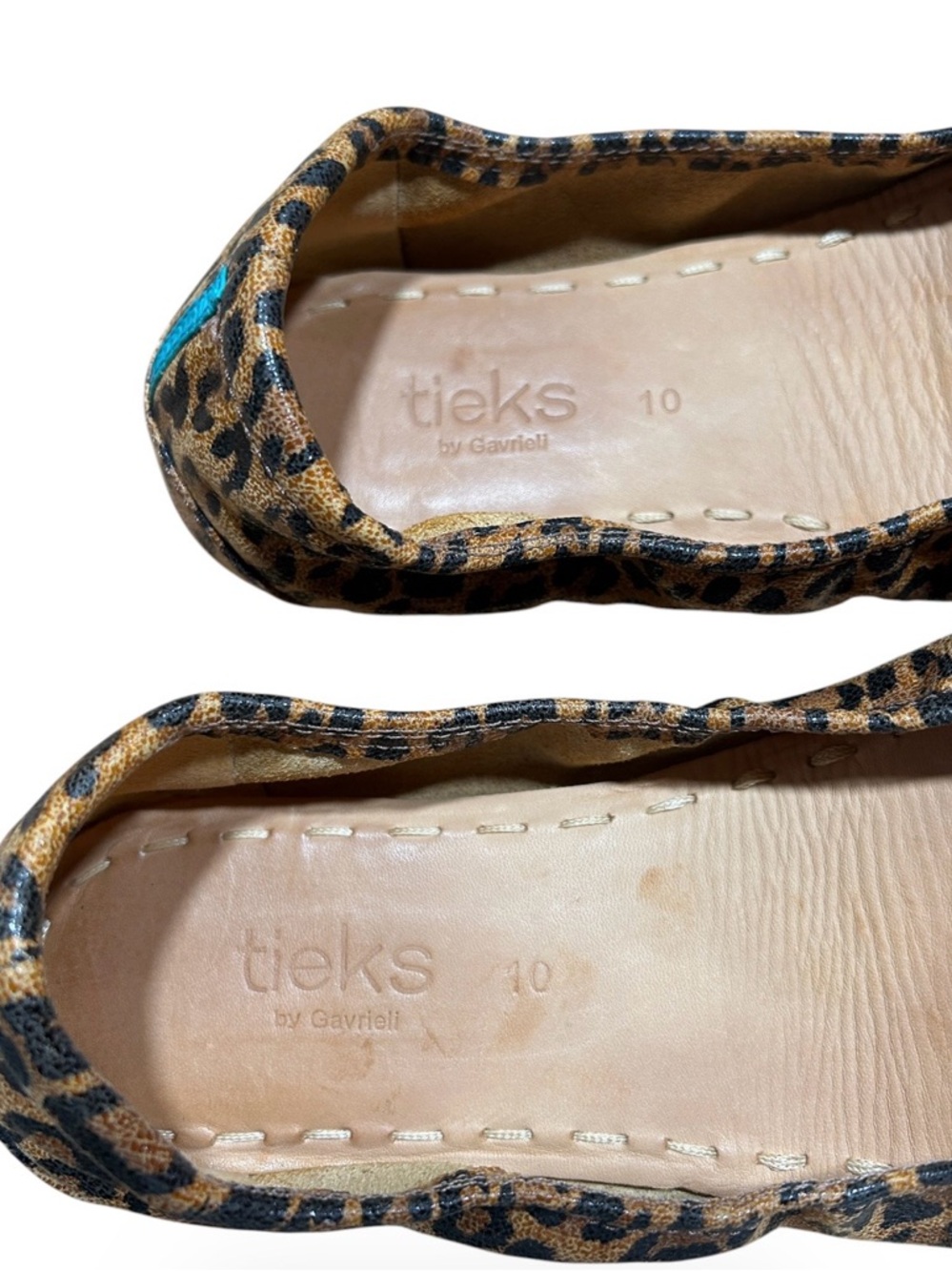 Tieks Leopard Print Ballet Flats - Size 10 Tan Leather Sole Black Brown - Picture 2 of 5